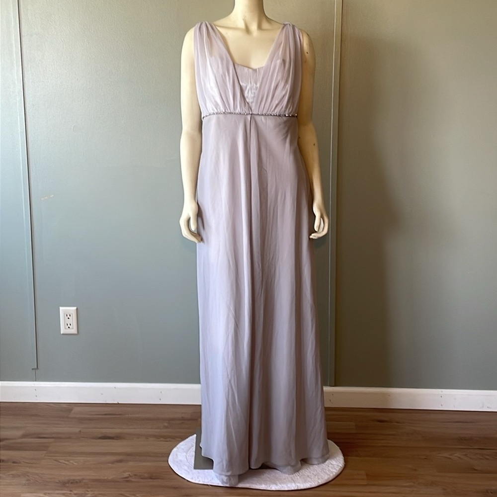 Eureka. Gray and silver, strapped, Maxi party Dress.